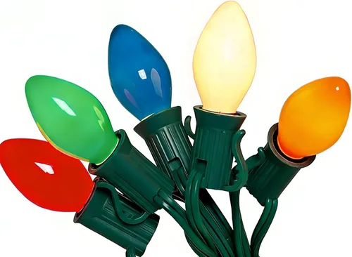 Vista 10 de Tira de luces LED de Navidad para exteriores, de 50 pies, cadena de luces C7 con 27 bombillas multicolor de cerámica de 0.6 W, luces de Navidad