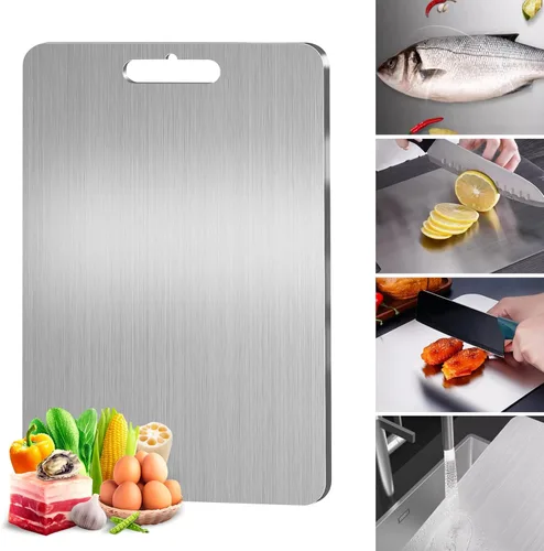 Vista 8 de Tabla de cortar de titanio, 2 tablas de cortar de titanio para cocina Nueva tabla de cortar de titanio de doble cara de grado alimenticio