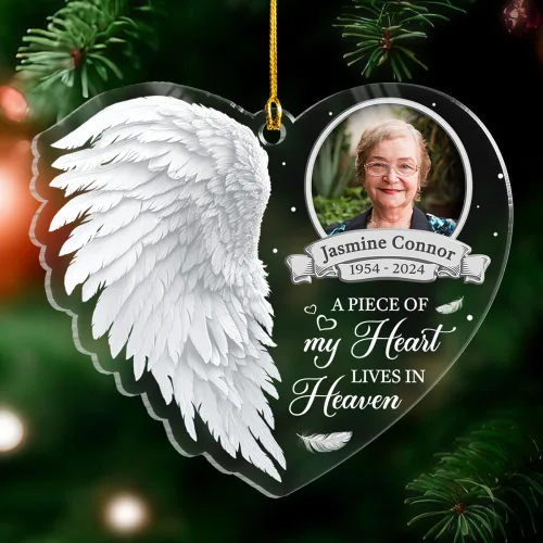 Vista 5 de Adorno conmemorativo personalizado de foto personalizado Cardinal de acrílico para regalo conmemorativo de condolencia de ser querido, recuerdo