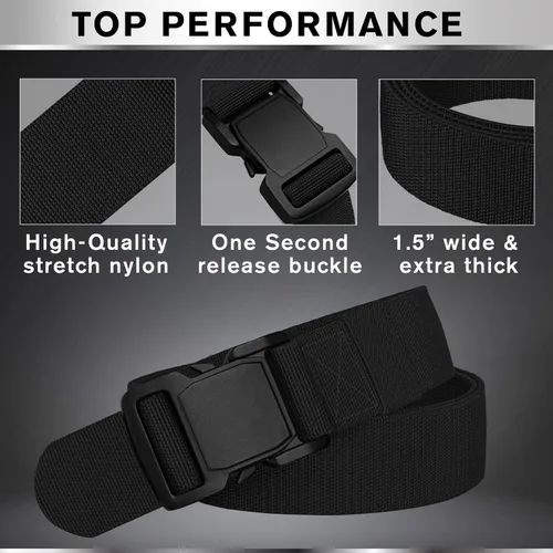 Vista 4 de TECEUM Tactical Belt – Heavy-Duty & Quick Release – Military, Work, Rigger, Duty & Utility Belt for Men