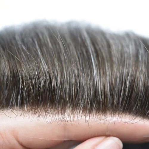 Vista 3 de Hairpiece para hombres Toupee Unidades de cabello humano para hombres Pieza de pelo de piel fina Toupee Hombres Reemplazo de pelo V-Loop Línea