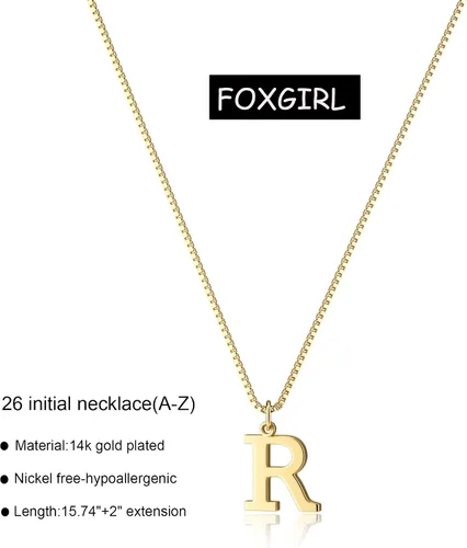 Vista 6 de Foxgirl Gold Initial Necklaces for Women Girls, Dainty Gold Letter Necklace Tiny A-Z Pendant Choker Necklace Trendy Cute Personalized Monogram Name