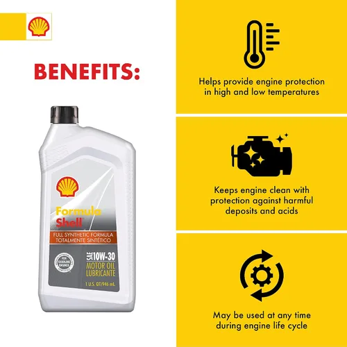 Vista 4 de Formula Shell - Aceite de motor totalmente sintético 10W-30 (1 cuarto de galón, caja de 6)