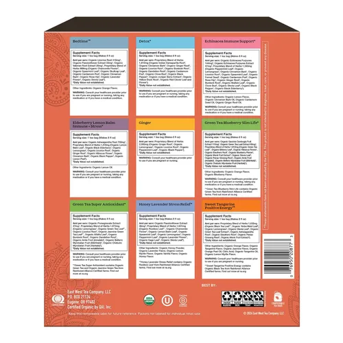 Vista 2 de Yogi Caja de regalo de muestra de té orgánico (45 bolsas de té), surtido de deliciosas mezclas de bienestar, 9 variedades favoritas de hierbas