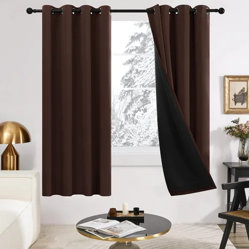 Vista 69 de Deconovo cortinas blackout 100 % con forro totalmente negro con aislamiento térmico de doble capa, oscurecimiento de la habitación, ahorro