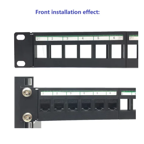 Vista 5 de Paquete de 2 paneles de conexión 1U de 24 puertos Keystone en blanco, carcasa de montaje en rack de 1U de 19 pulgadas para conectores Keystone (2)