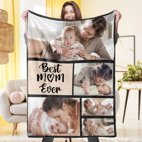 Vista 6 de VEELU Manta personalizada con imagen, mantas de fotos personalizadas con imagen, manta para el día de la madre para mamá papá, regalos
