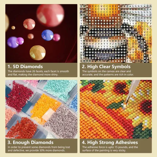 Vista 4 de SJUTOUCI Kits de pintura de diamantes para adultos, kits de arte de diamantes de abeja para principiantes 5D DIY flor diamante puntos arte