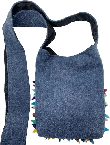 Vista 3 de Women's Handmade Silk Denim Cross Body Small Messenger bag with Recycled Hand Painted Silk Fabrics – LRW DESIGNS