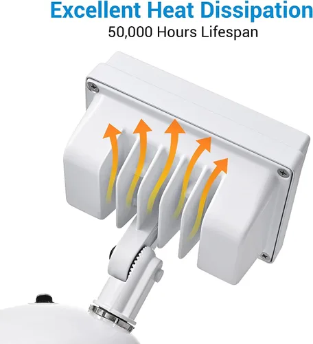 Vista 7 de DEWENWILS Luz de inundación LED de 5400LM del anochecer al amanecer al aire libre, 62W 5000K luz de seguridad LED con fotocélula IP65, impermeable