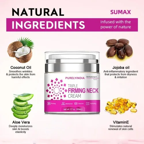 Vista 5 de Crema antienvejecimiento para el cuello Retinol, colágeno y péptidos Triple Reafirmante Hidratante para cuello, barbilla y escote Crema
