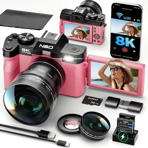 Vista 12 de NBD 8K Digital Cameras for Photography with Dual-Lens 16X Zoom Black
