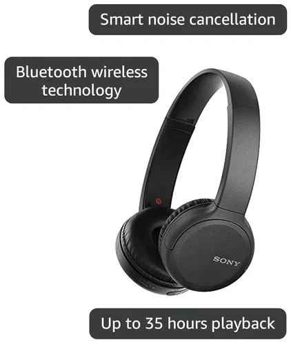 Vista 3 de Sony Auriculares inalámbricos WH-CH510: Auriculares inalámbricos Bluetooth con micrófono para llamadas telefónicas, color negro Batería de hasta