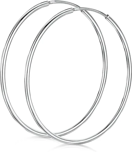 Vista 11 de Amberta® Aretes de plata de ley 925 con círculos finos y sin fin. Tamaño del diámetro: 20 30 40 60 2.953 in