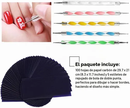 Vista 6 de 100 hojas de papel de transferencia de carbono, papel de copia de carbono azul con 5 lápices capacitivos de doble extremo para madera, papel, lienzo