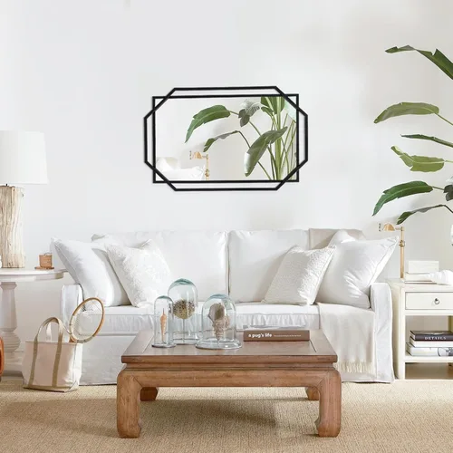Vista 9 de Espejo decorativo de pared, espejo de acento moderno para sala de estar, escritorio de entrada, comedor