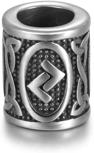 Vista 16 de 5 cuentas vikingas de acero inoxidable, cuentas espaciadoras de metal, cuentas espaciadoras de agujero grande, cuentas de tubo de plata antigua