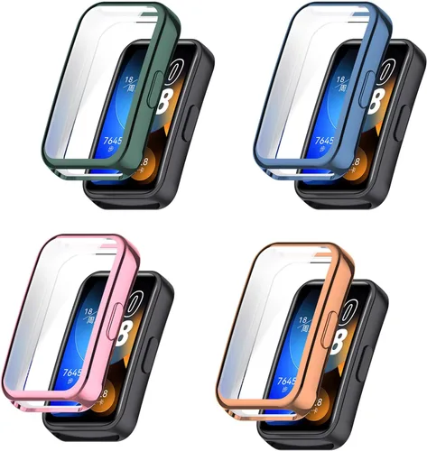 Vista 8 de Paquete de 4 fundas para reloj compatibles con Huawei Band 8, protector de pantalla para reloj inteligente, película protectora de TPU suave