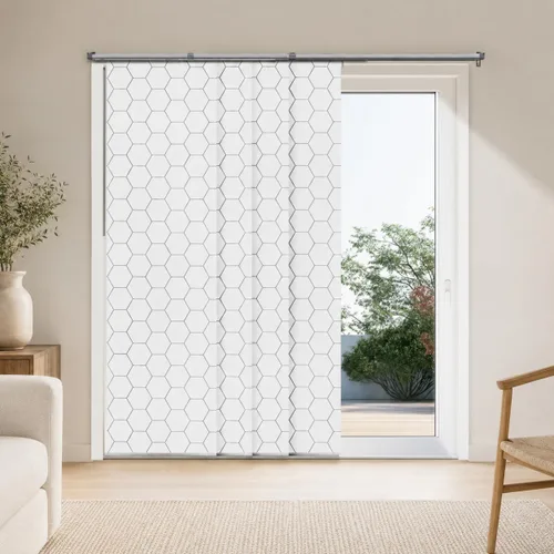 Vista 20 de CHICOLOGY Elegantes Persianas Verticales Transparentes Blancas para el Hogar, Ventanas Interiores Grandes, Puerta Corrediza, Patio (78" An x 84" Al)