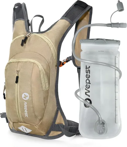 Vista 15 de Nepest Hydration Pack Backpack for Women & Men, Lightweight Water Backpack with 2L Water Bladder for Hiking Cycling Running Biking Gris-oscuro
