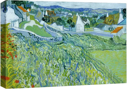 Vista 21 de Van Gogh - Lienzo con diseño giclée de olivos con cielo amarillo y sol, arte de pared de galería, estirado y enmarcado, listo para colgar, 24 x 36