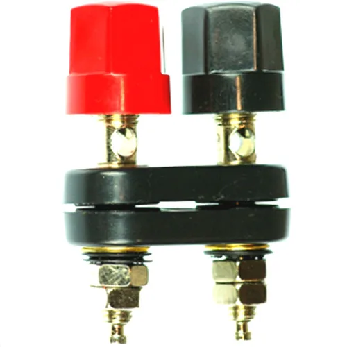 Vista 4 de Terminal de poste de unión doble, conector de panel de conector banana rojo y negro para proyectos de potencia de amplificador de altavoz, paquete