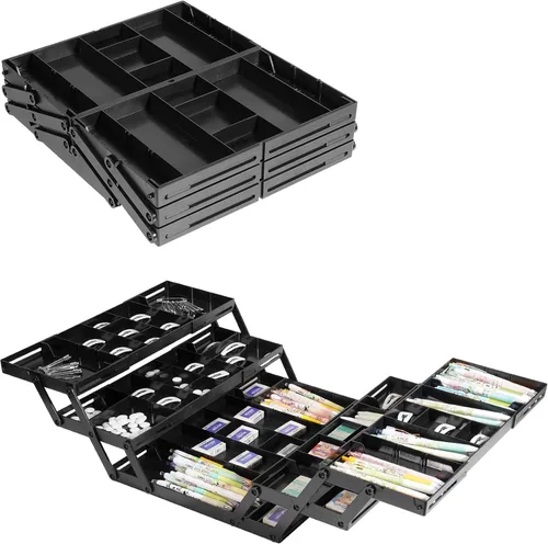 Vista 9 de Aobiono Organizador de cajones inteligente de varios niveles, bandejas plegables plegables de almacenamiento expandible de varios niveles