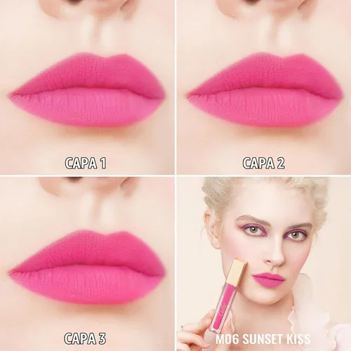 Vista 7 de Oulac Lápiz labial mate rosa para mujeres, lápiz labial líquido duradero de color rosa intenso, color de labios de alto impacto con cobertura total