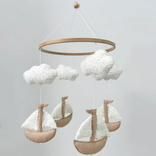 Vista 7 de Boucle Cloud Moon - Cuna móvil boho para cuna para cuna neutral para guardería móvil para niños y niñas blanco (White 10)