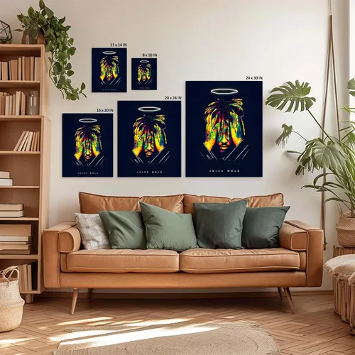 Vista 5 de Juice Wrld - Arte de Lienzo para Pared, Impresión de Póster de Portada de Álbum de Música, Póster de Rapero Cantante Arte Enmarcado, Arte de Lienzo