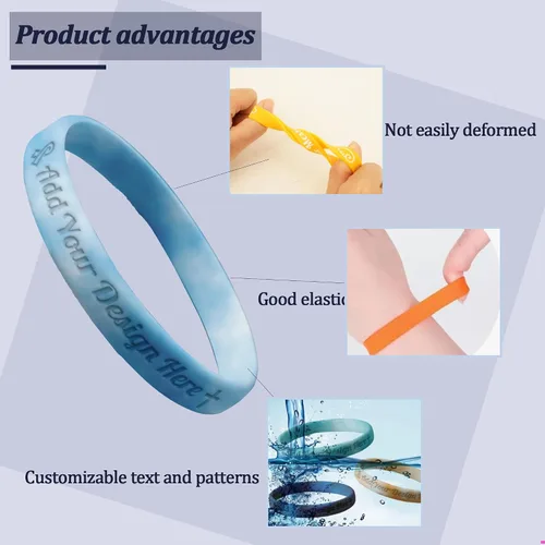 Vista 4 de Pulsera de goma personalizada pulsera de silicona personalizada a granel, entrega rápida, para conciencia, eventos, apoyo, pulsera de goma