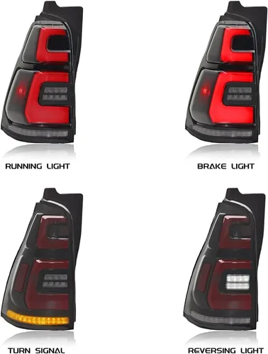 Vista 2 de Kit de luces traseras LED Gobison adecuado para Toyota 4Runner 2003-2009 Carcasa negra Efecto luz fluyendo Fácil instalación