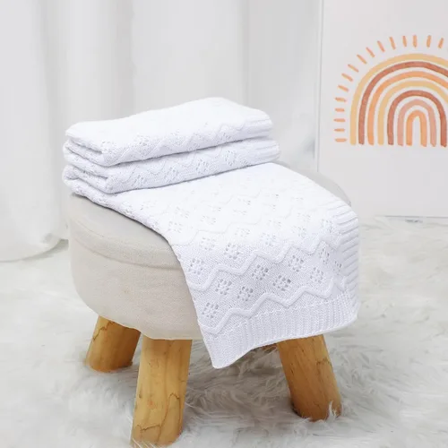 Vista 4 de mimixiong Manta de algodón celular de punto para bebés, manta suave para niños y niñas, 40 x 30 pulgadas