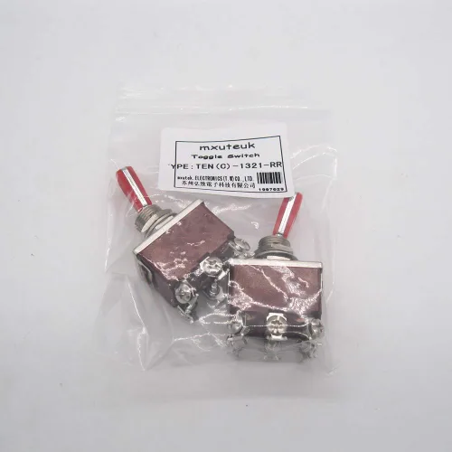 Vista 4 de mxuteuk Interruptor de palanca basculante de servicio pesado, 2 unidades, 15A, 250V, DPDT, interruptor de encendido/encendido con 2 PC rojas, mango