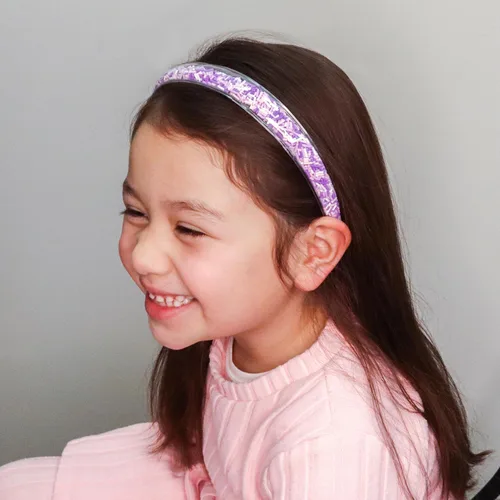 Vista 5 de FROG SAC 4 diademas para niñas – Diadema con purpurina para niños, bandas finas para la cabeza de niña pequeña, accesorios para el cabello de niños