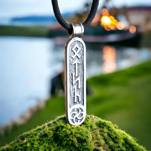 Vista 2 de Viking Rune Formula Pendant Necklace for Men Women - 925 Sterling Silver - Norse Nordic Celtic Jewelry - Runes Protection Amulet - Matching