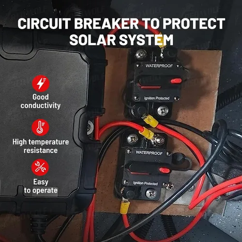 Vista 3 de RED WOLF Disyuntor de Circuito de 100A con Conector de Terminal de Anillo de Batería de Calibre 6, Interruptor de Reinicio Manual para Motor