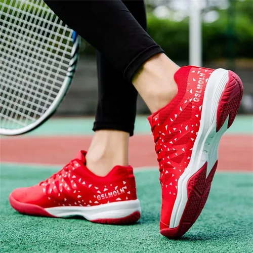 Vista 5 de Jakcuz Zapatos de tenis de bádminton para mujer, zapatos de pickleball, squash, voleibol, con cordones, para entrenamiento de cancha en interiores