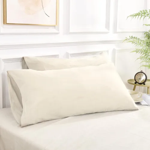 Vista 10 de NEXHOME PRO Juego de 2 fundas de almohada estándar 100% algodón orgánico, cierre de sobre, tacto de lino texturizado natural, suave y duradero