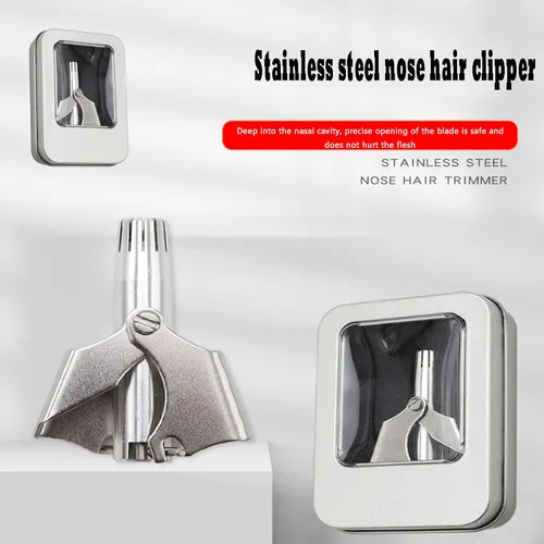 Vista 6 de Recortadora manual profesional de orejas y nariz con cepillo de cuidado y limpieza, sin batería, impermeable, sin dolor, pequeño y fácil de limpiar