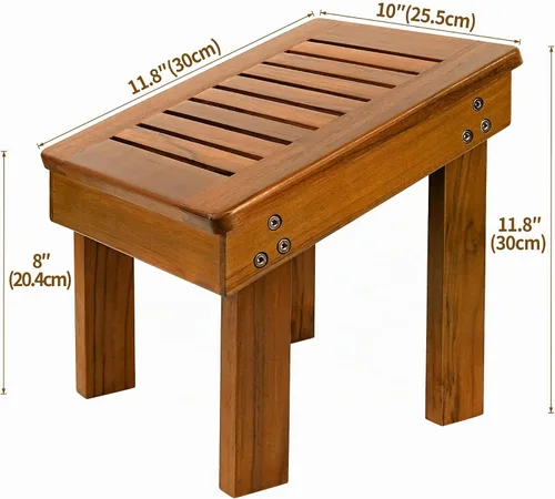 Vista 3 de Utoplike - Taburete de ducha de teca para afeitarse piernas, reposapiés de baño para afeitado