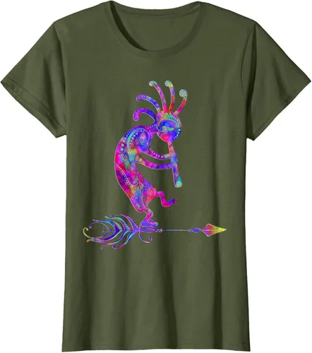 Vista 77 de Native American Kokopelli With Feather 2 - Camiseta Fan Fun, Negro, S