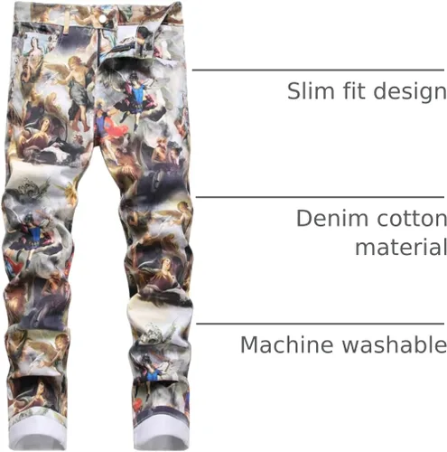 Vista 75 de Enrica Pantalones vaqueros estampados casuales para hombre