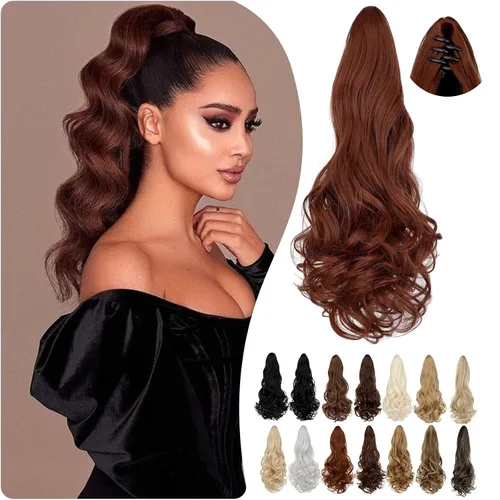 Vista 16 de Extensión de cola de caballo de 18 pulgadas, 20 pulgadas, larga, rizada, ondulada, recta, con clip, de aspecto natural, extensión de cabello