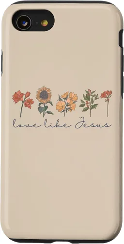 Vista 18 de Love Like Jesus - Carcasa para iPhone 17, diseño de flores y texto bíblico, religioso