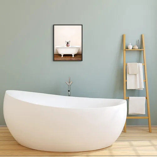 Vista 3 de Póster artístico de bulldog inglés para baño, divertido y lindo y único, para bañera, perro, cachorro, individual (11 x 14 pulgadas), fotos sin