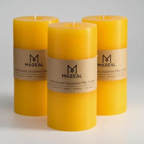 Vista 19 de MOZEAL Juego de 3 velas sin perfume vertidas a mano de 3 x 6 pulgadas, velas tipo pilar sin goteo, combustión de larga duración, aproximadamente 120