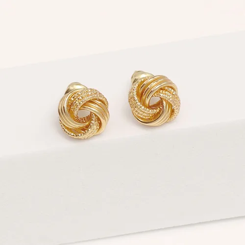 Vista 3 de LeCalla Aretes de plata de ley 925 con nudo de amor, diseño italiano, ligeros, retorcidos, con nudo de amor, para mujer