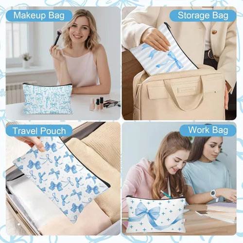 Vista 7 de Bolsa de maquillaje HSDSH Kit de supervivencia en bolsa para viajes, mujeres, madre, mamá, empleada, regalo, Azul