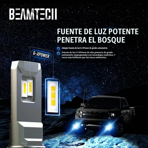 Vista 2 de BEAMTECH Bombillas H4, G-XP Chips Canbus Ready 600% más brillante 6500K luz